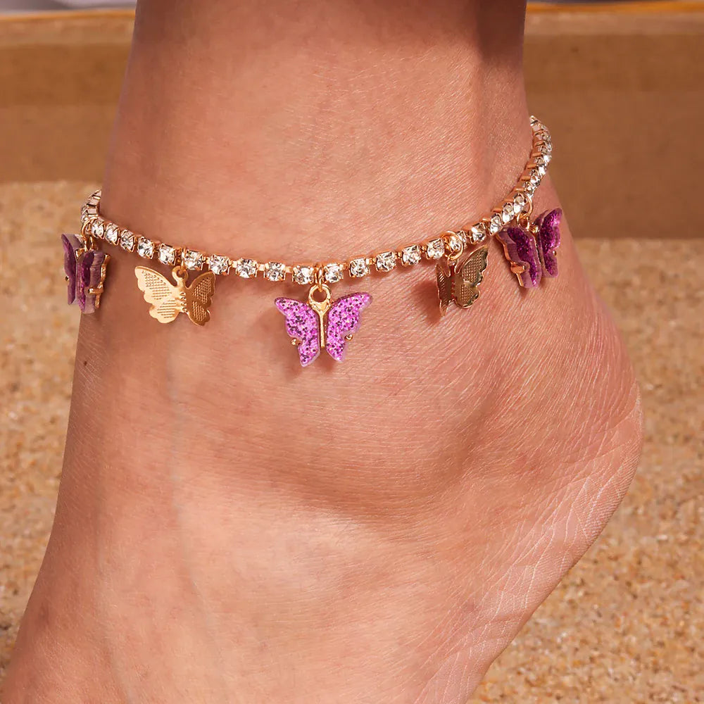 Chaine de Cheville Papillon Dorée