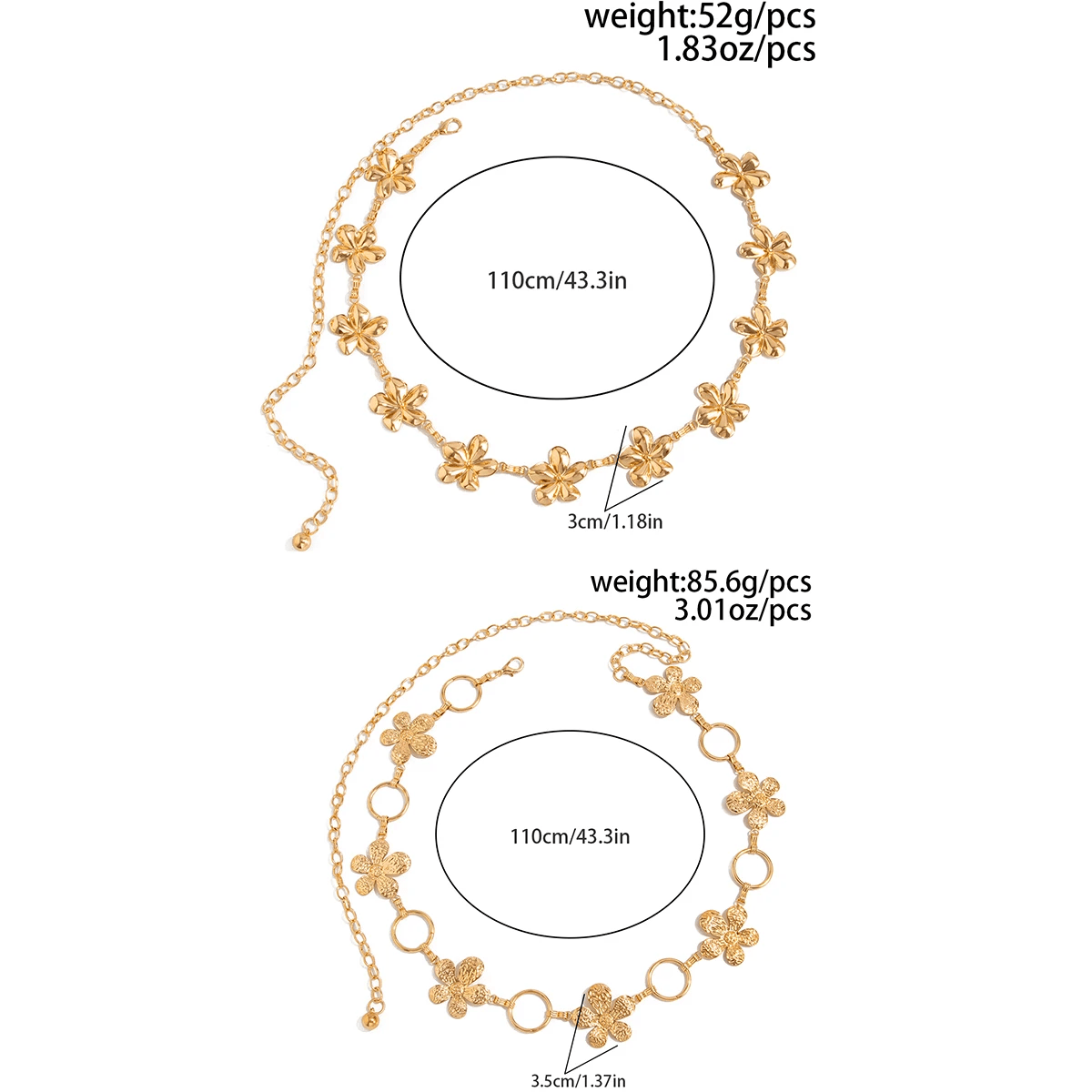 Chaine de Ventre Fleurs Or