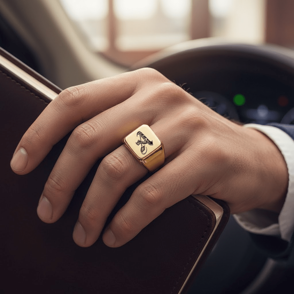 Chevaliere Homme Or Initiale