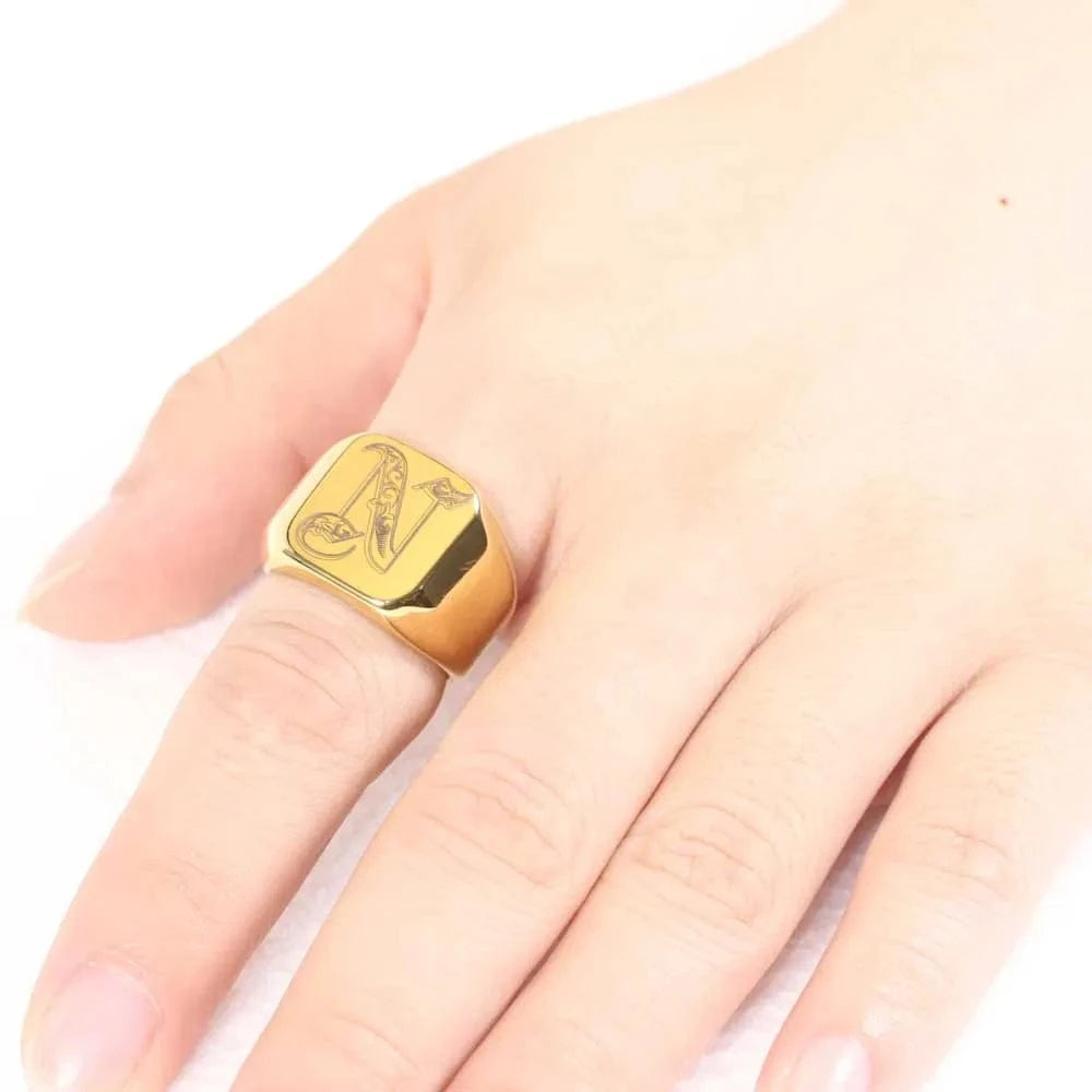 Chevaliere Homme Or Initiale