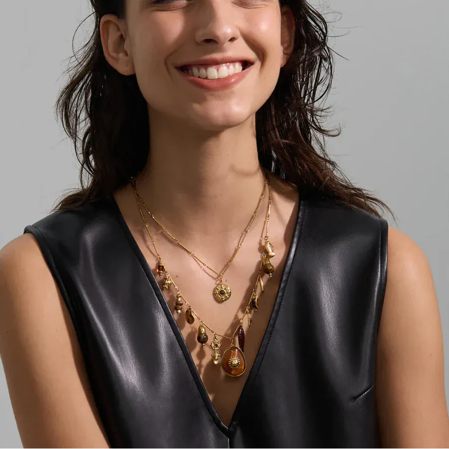 Collier avec Charms Marron