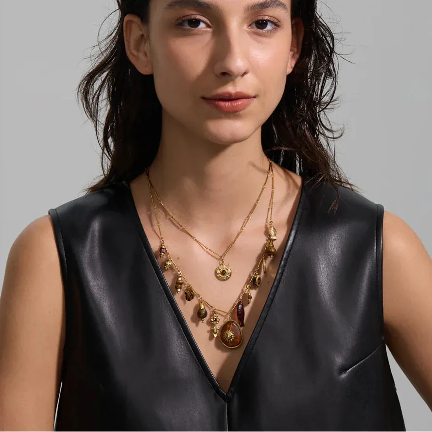 Collier avec Charms Marron