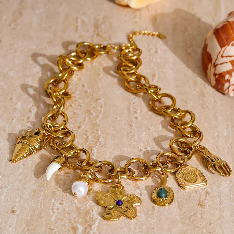 Collier Breloques Acier Inoxydable