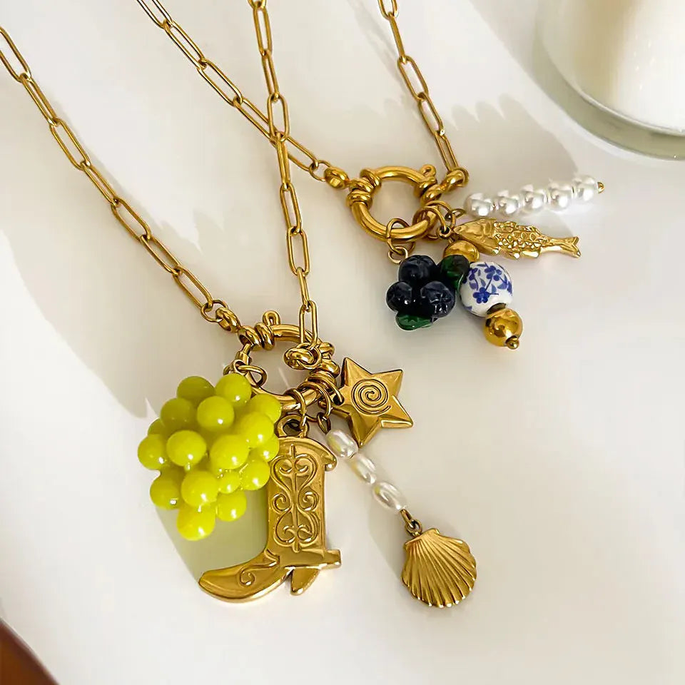 Collier Breloques Vert