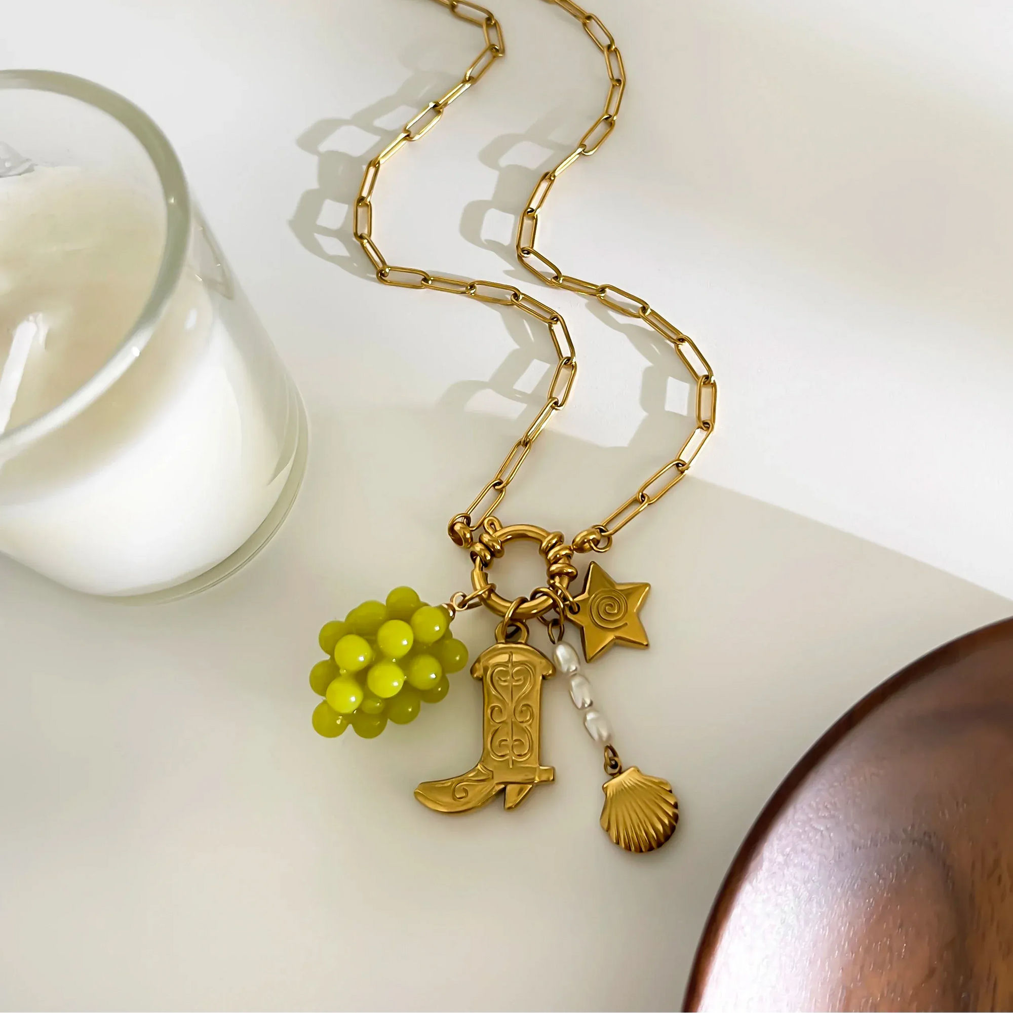 Collier Breloques Vert