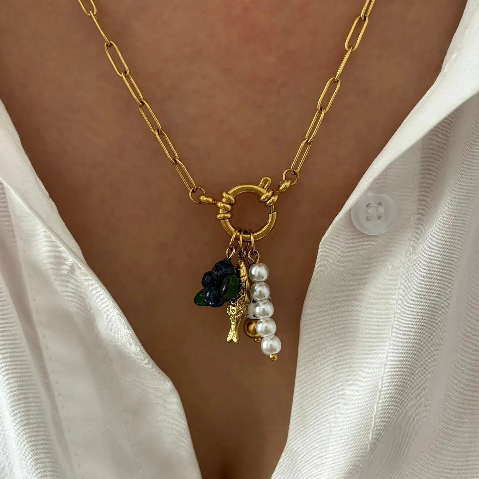 Collier Breloques Vert