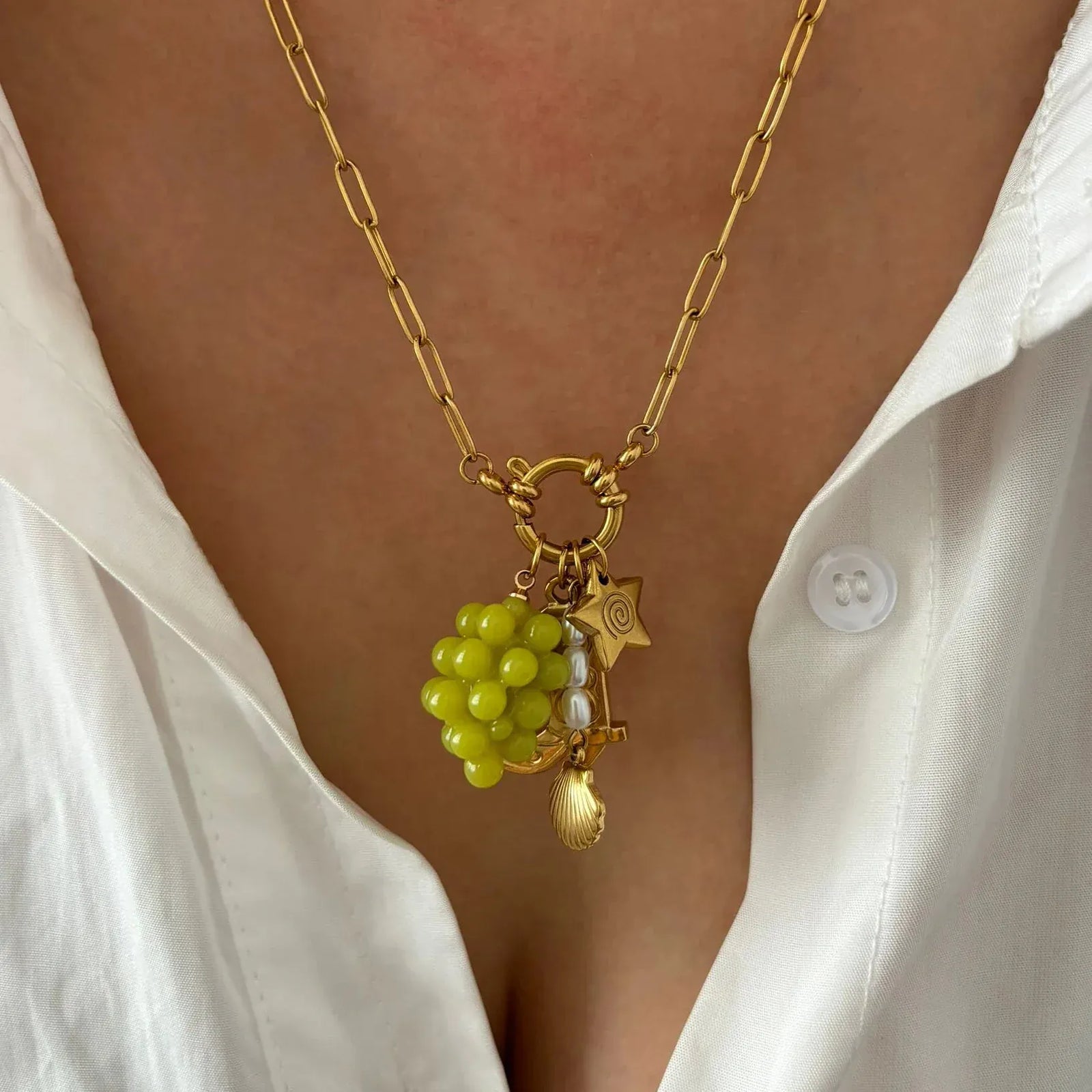 Collier Breloques Vert