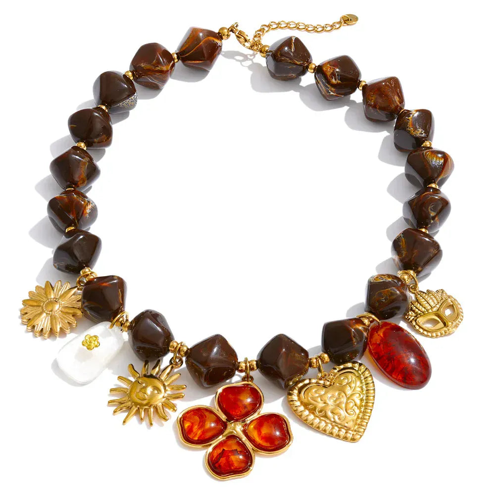 Collier Charm Marron
