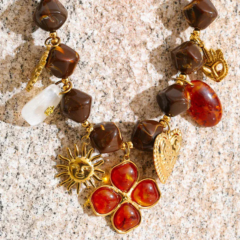 Collier Charm Marron