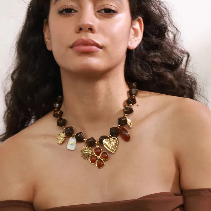 Collier Charm Marron