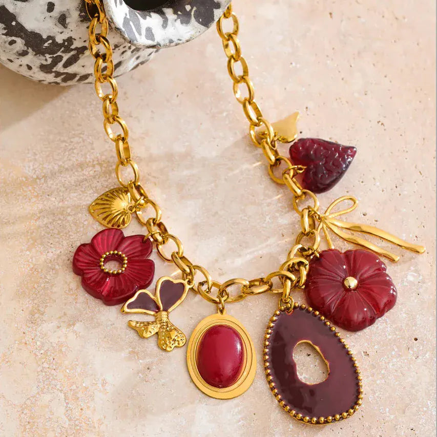 Collier Charms Rouge