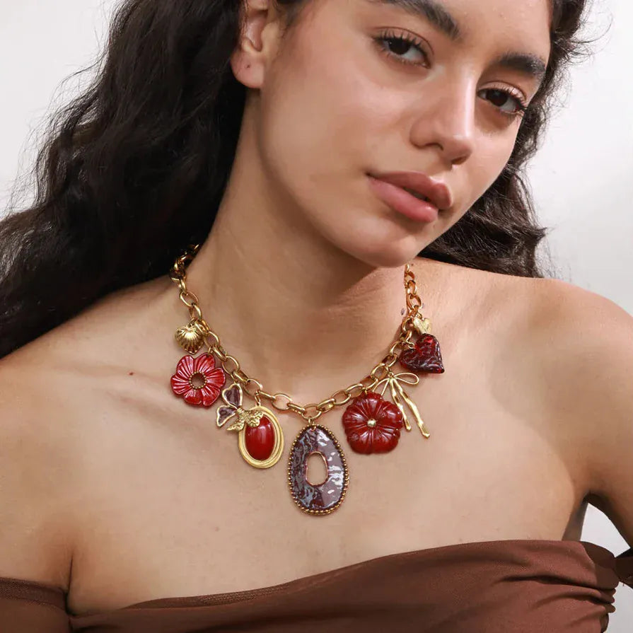 Collier Charms Rouge