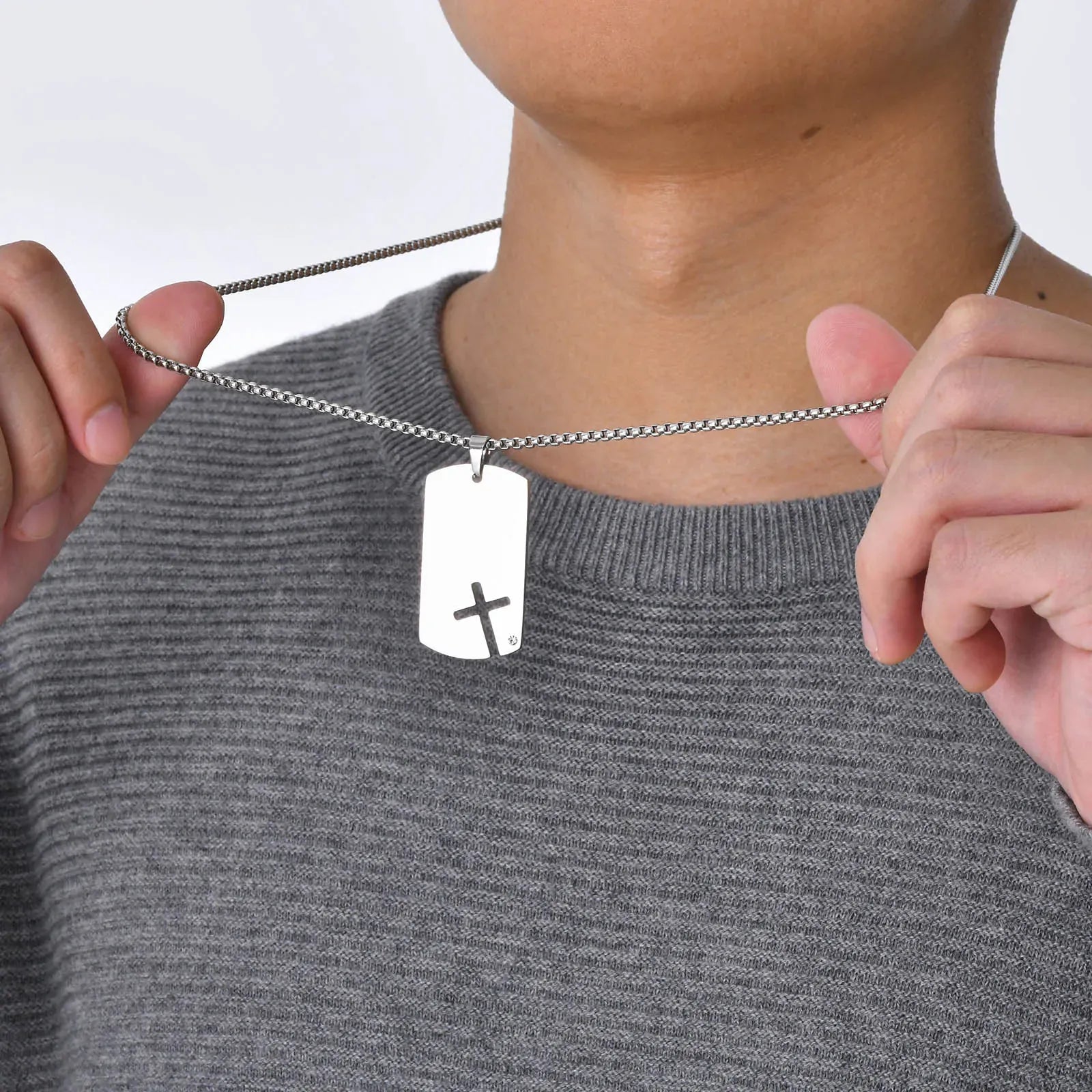 Collier Croix Argent Homme Plaque
