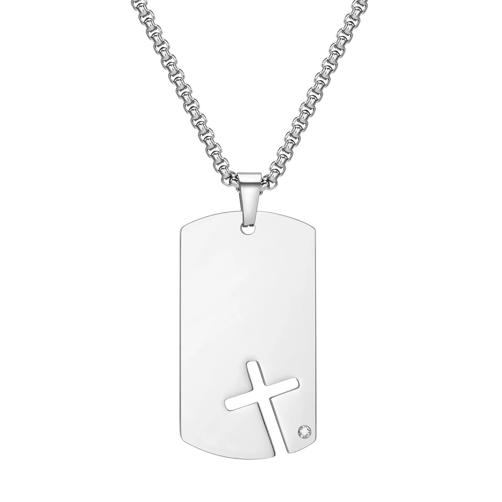 Collier Croix Argent Homme Plaque