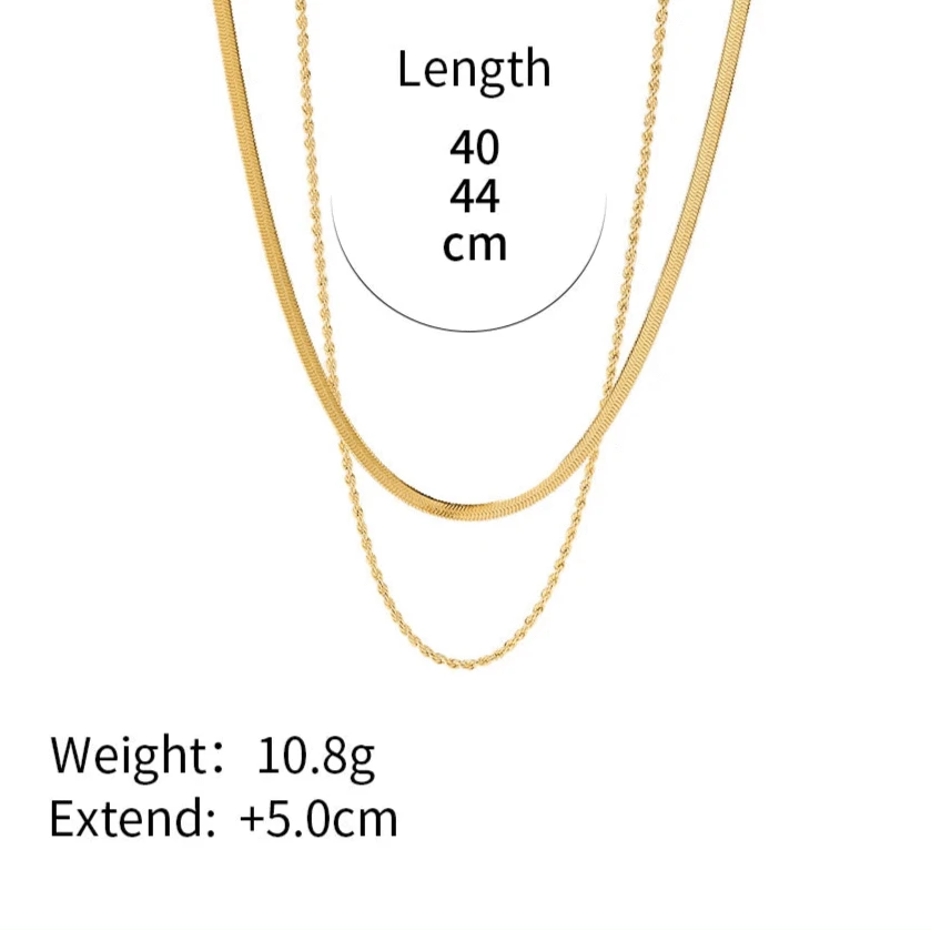 Collier Double Chaine Dore