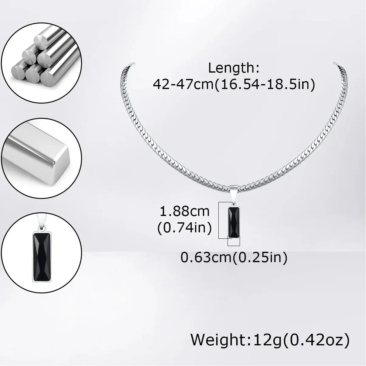 Collier Homme Noir et Argent