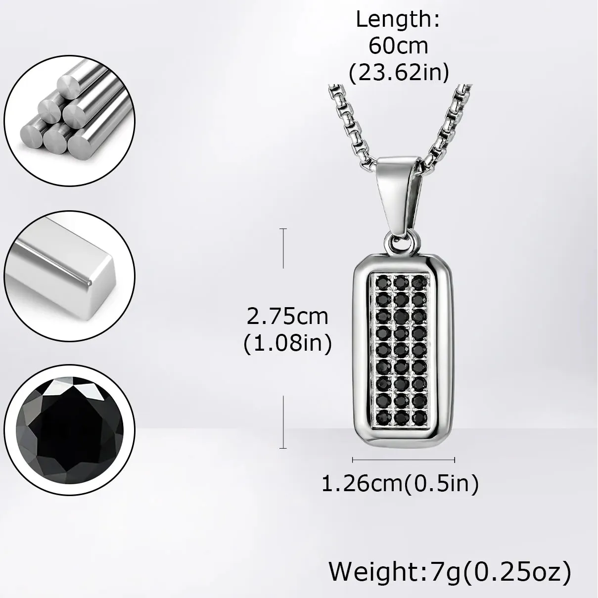 Collier Homme Pendentif Strass Noir