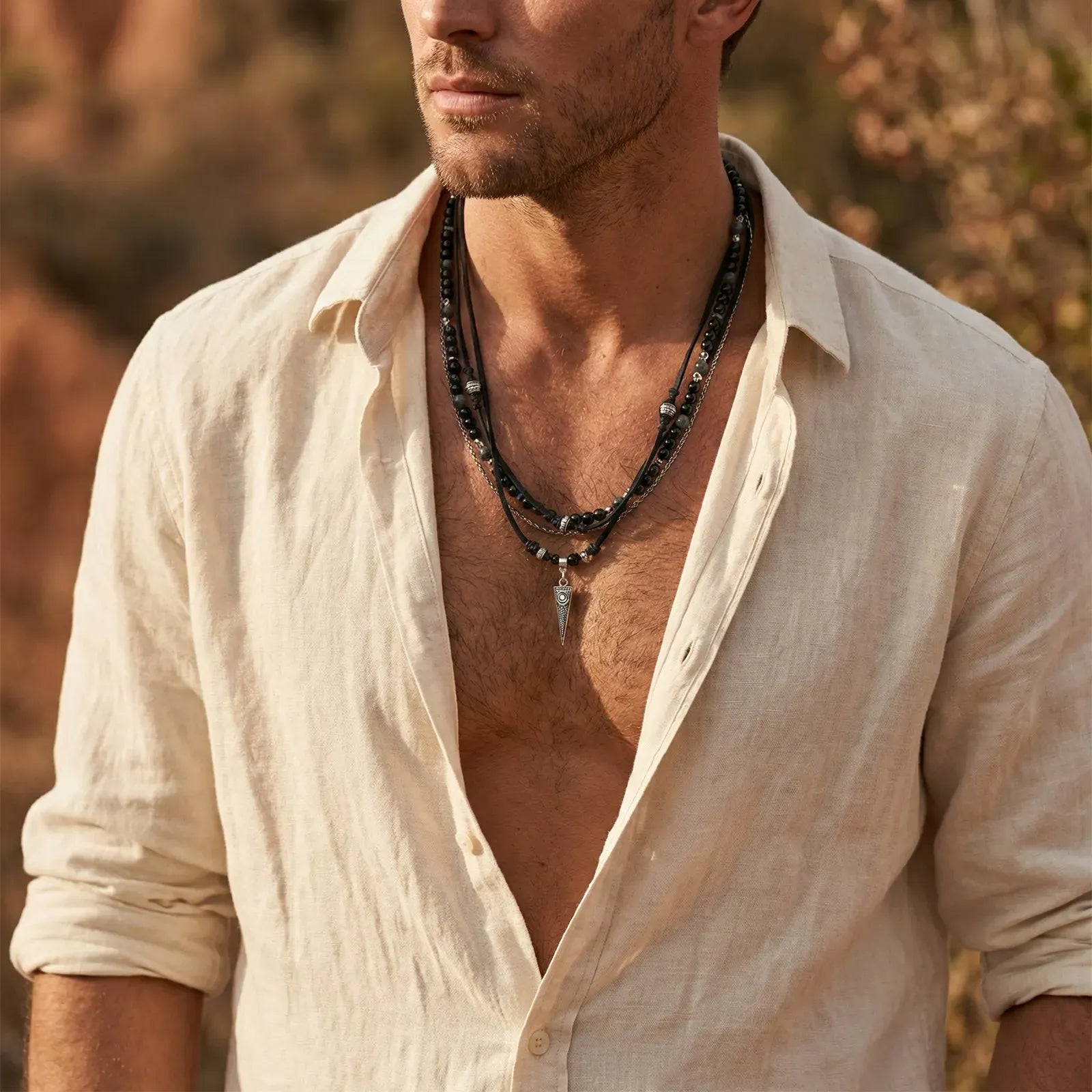 Collier Perle Noire Homme