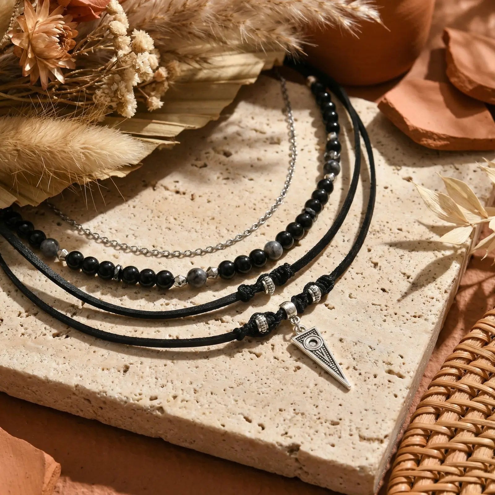 Collier Perle Noire Homme