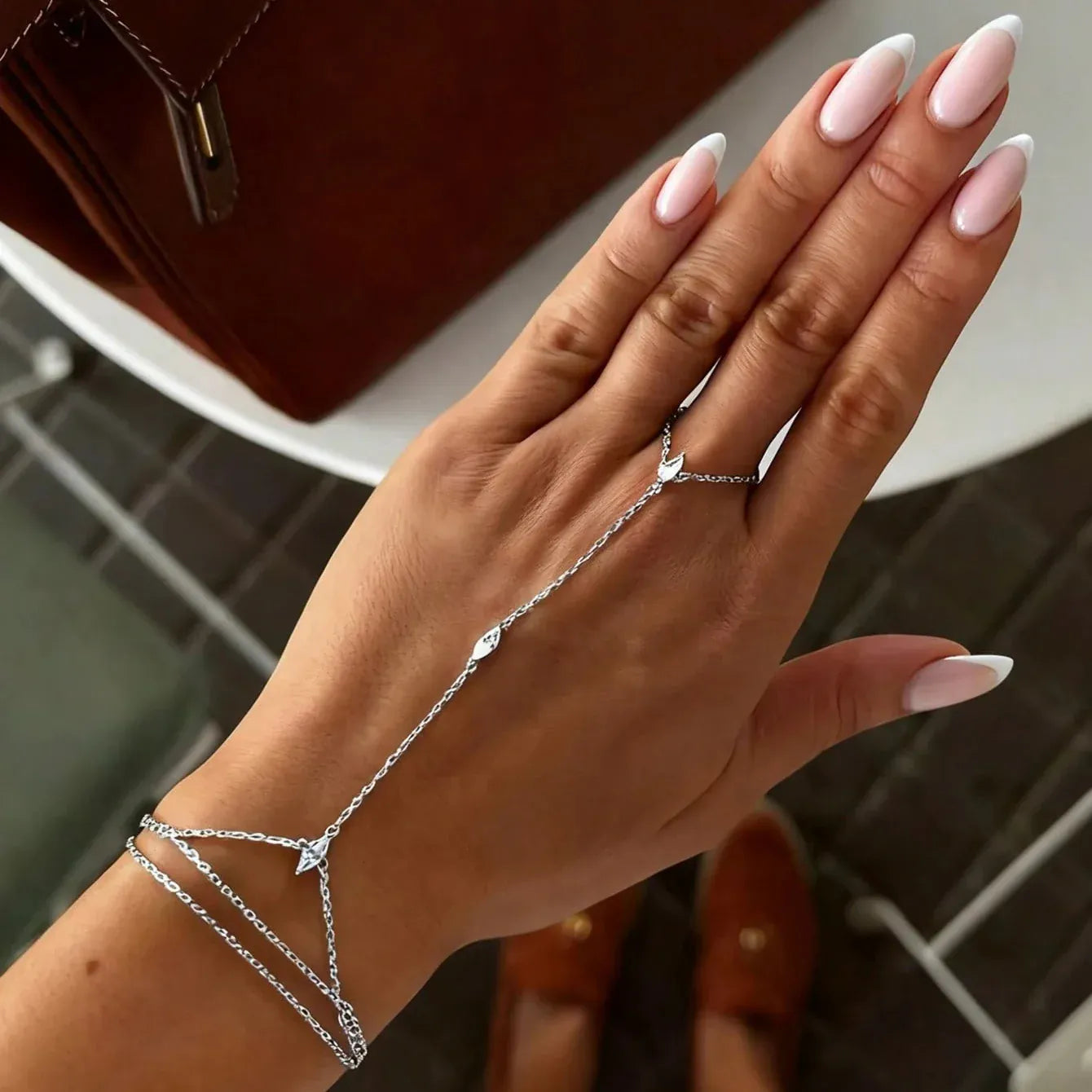 Double Chaine de Main Cristaux