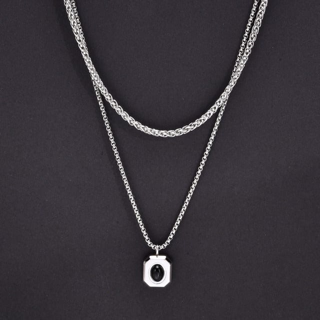 Double chaine pendentif homme