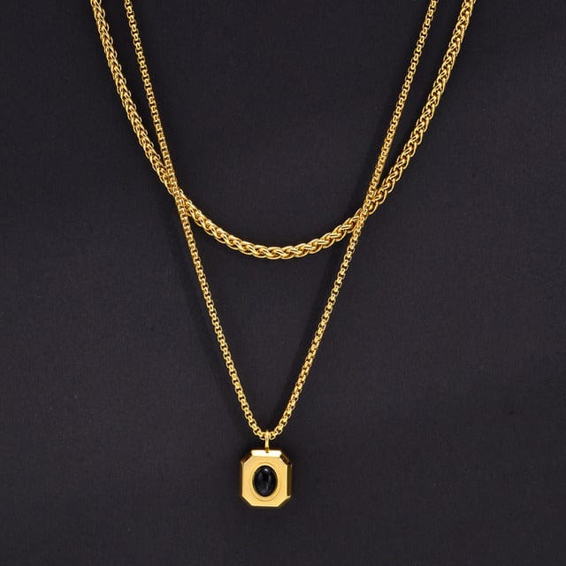 Double chaine pendentif homme