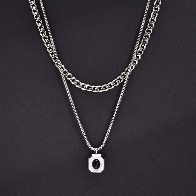 Double chaine pendentif homme
