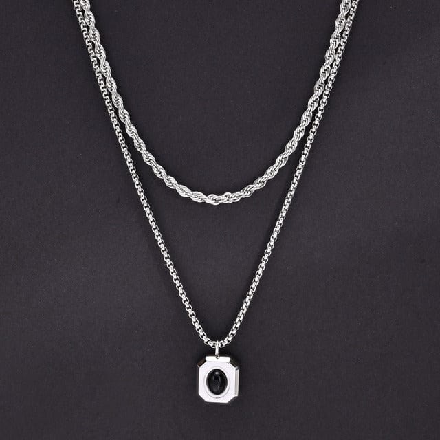 Double chaine pendentif homme