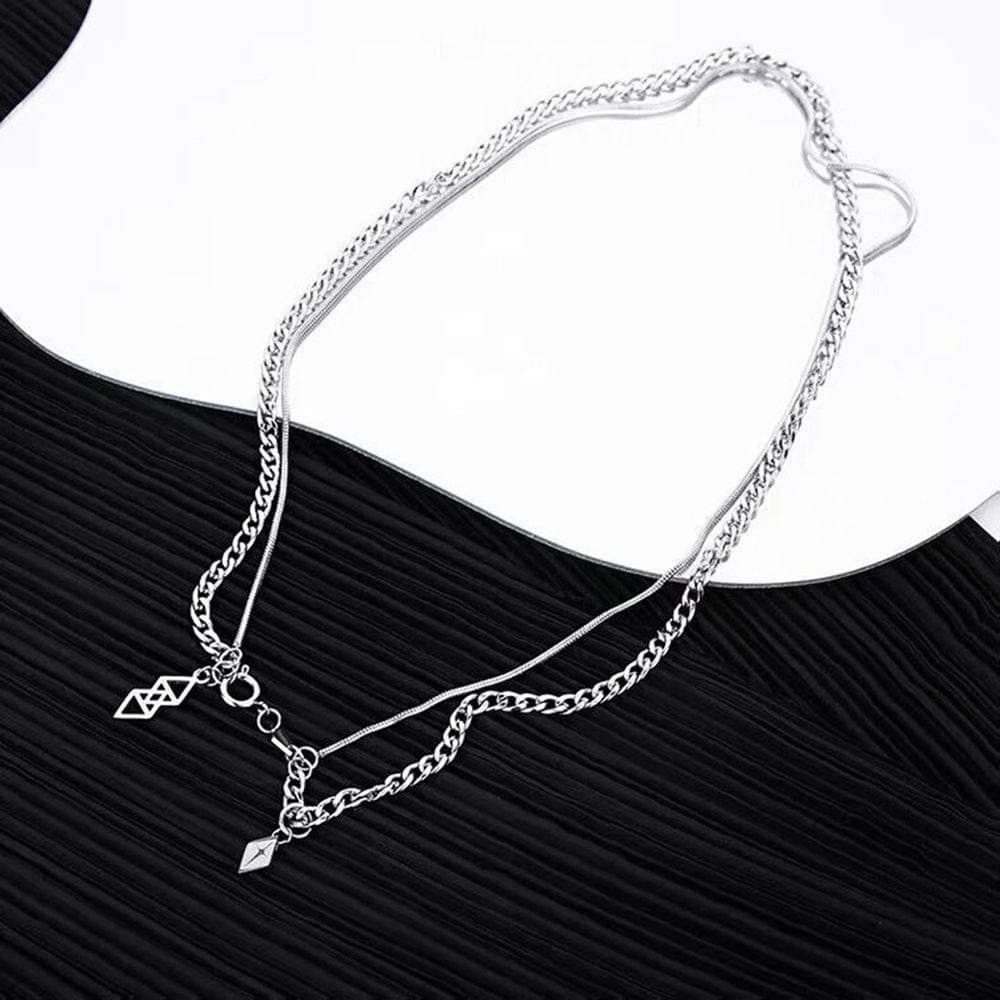 Double collier argent homme