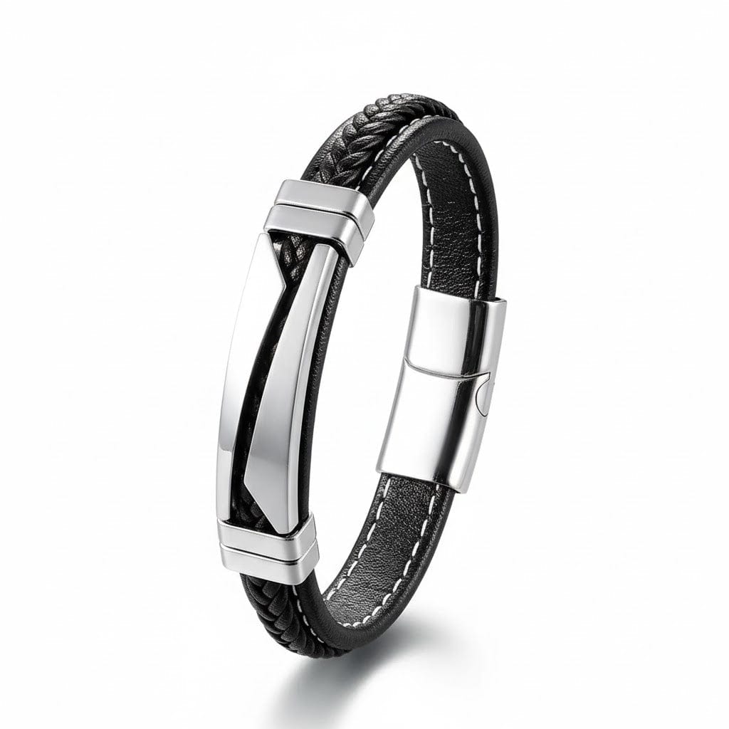 Gourmette Homme Cuir et Acier