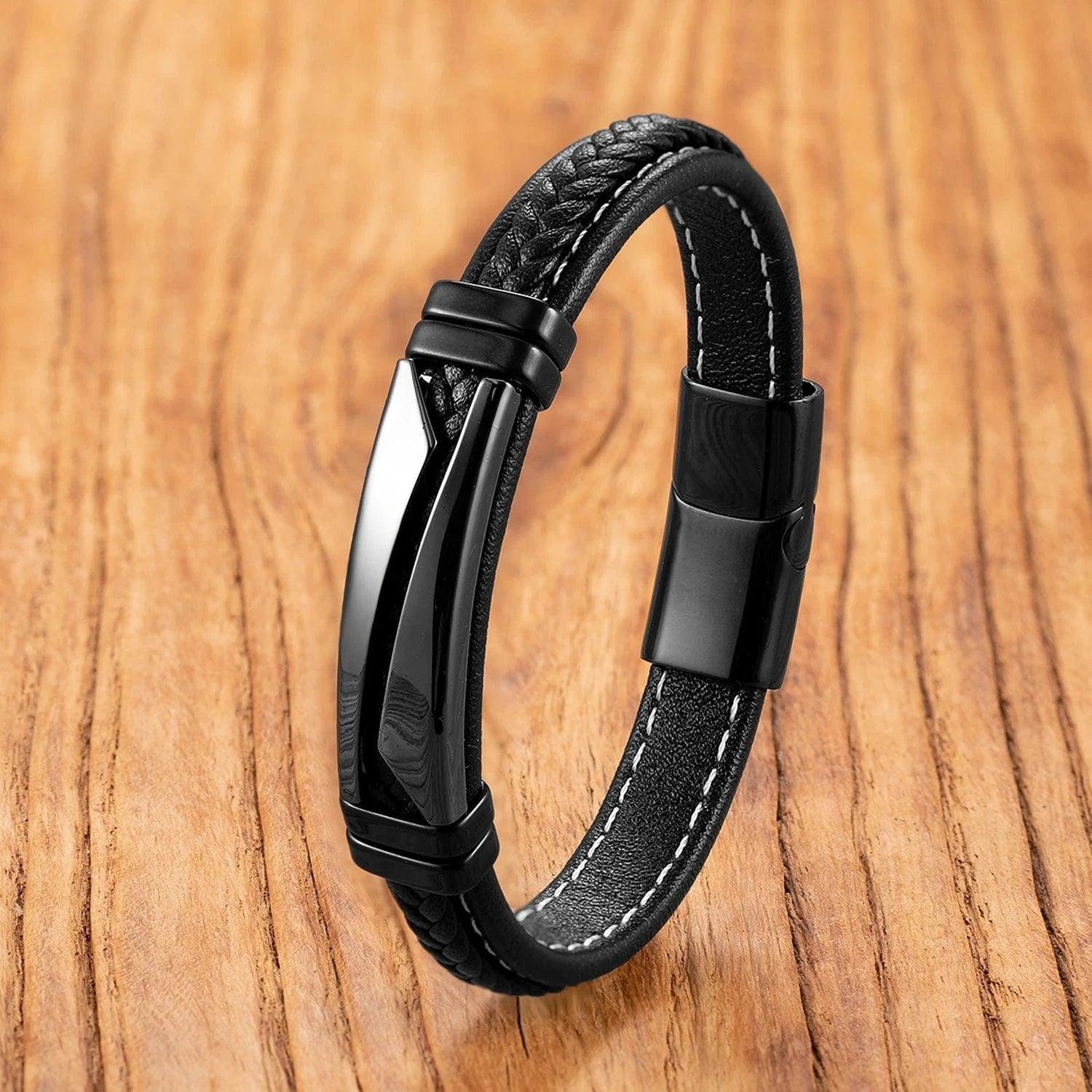 Gourmette Homme Cuir et Acier