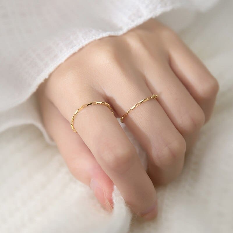 Bague chaine fine argent