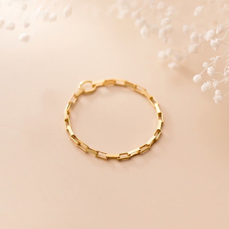 Bague chaine fine argent