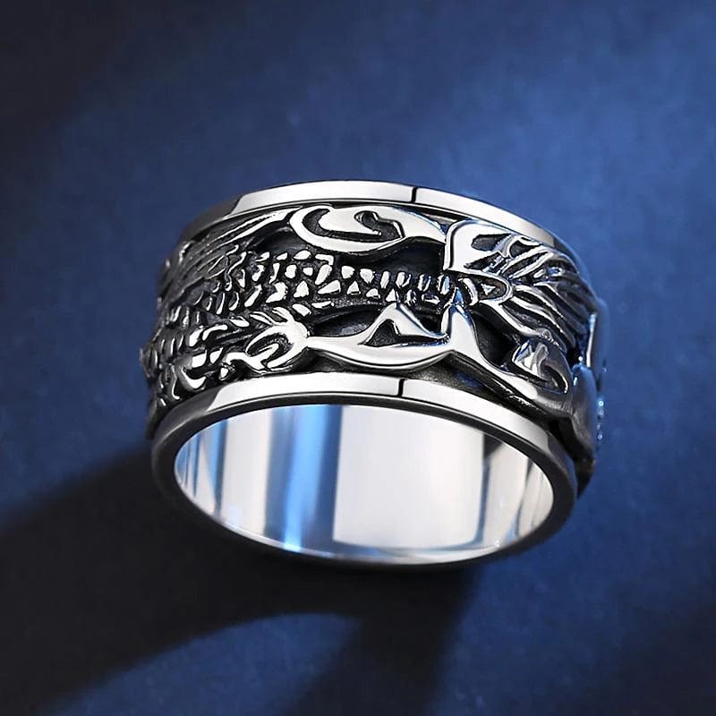Bague homme dragon argent