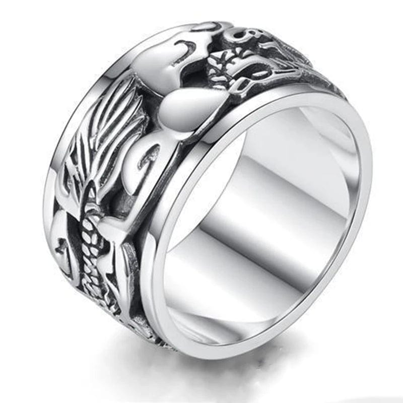 Bague homme dragon argent