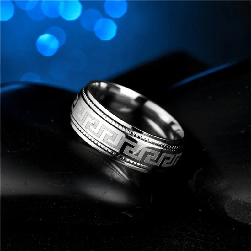 Bague homme motif géométrique