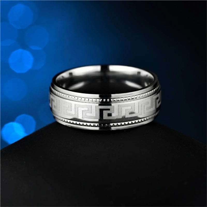 Bague homme motif géométrique