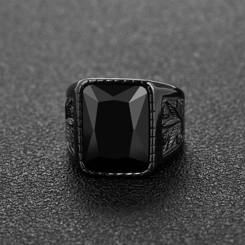 Bague homme noire mat