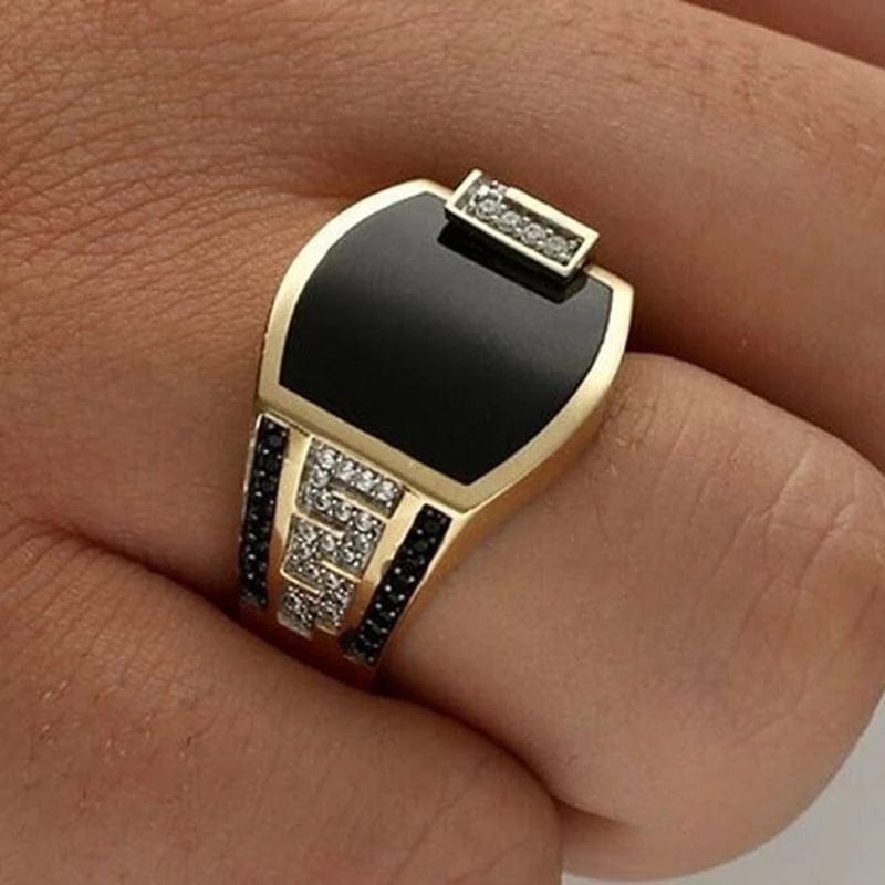 Bague homme or diamant noir