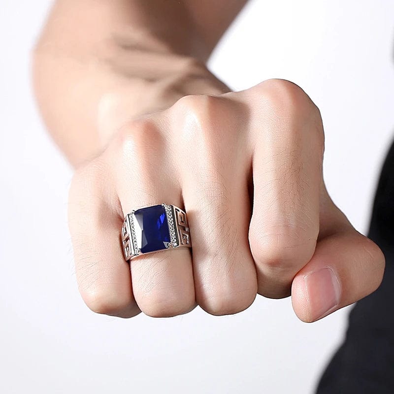 Bague homme pierre bleu
