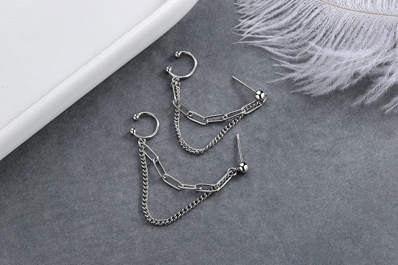 Boucle d&#39;oreille 2 trous argent