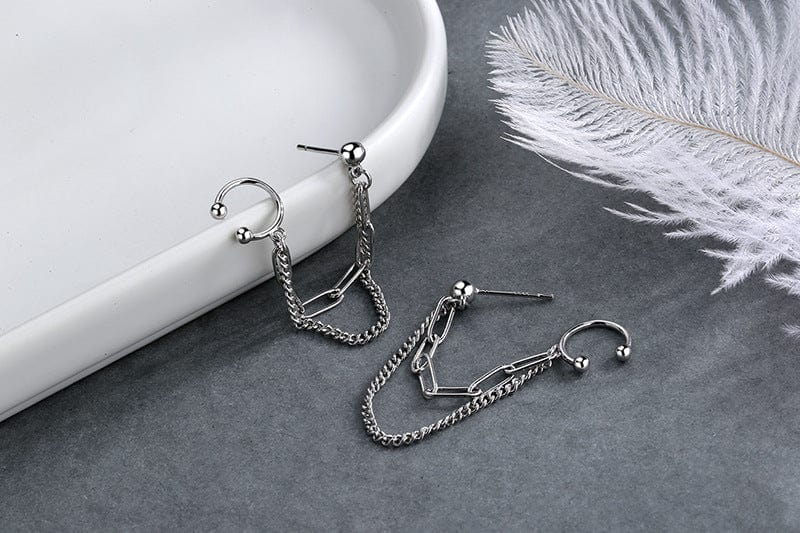 Boucle d&#39;oreille 2 trous argent