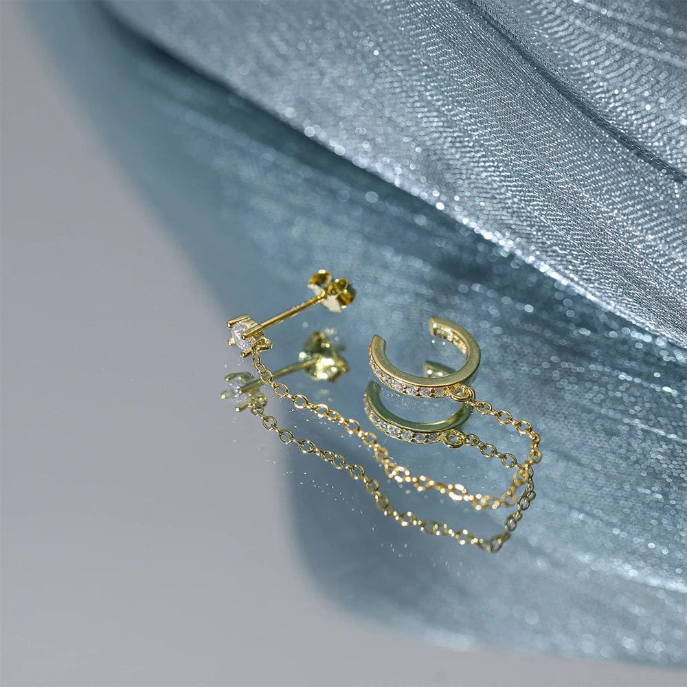 Boucle d&#39;oreille 2 trous chaine