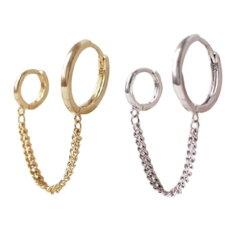 Boucle d'oreille chaine 2 trous minimaliste