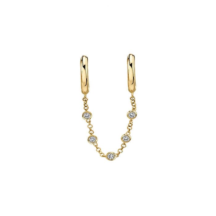 Boucle d&#39;Oreille Chaine 2 Trous Or