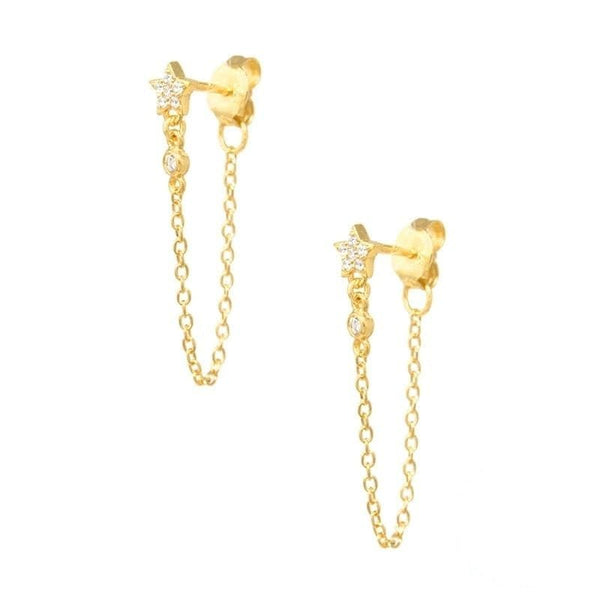 Ohrring set für 2 Ohrlöcher Silber Schmuck Kette Chaîne Bijoux