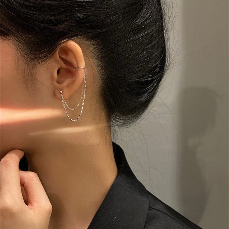 Boucle d&#39;oreille chaine deux trous