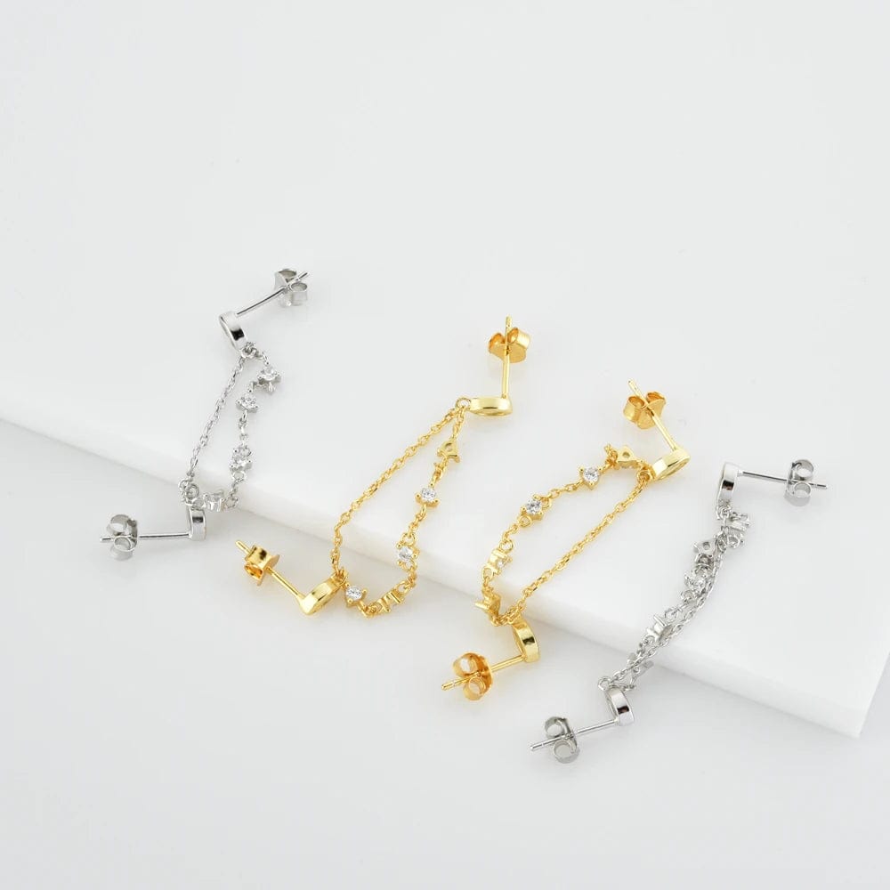 Boucle d&#39;oreille chaine pendante