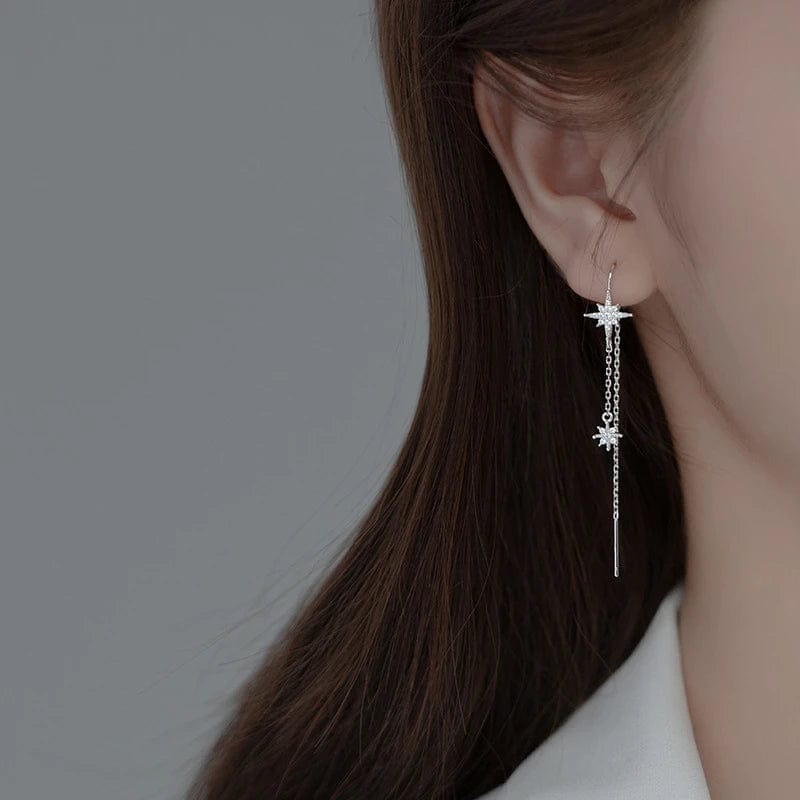 Boucle d'Oreille Pendante Etoile