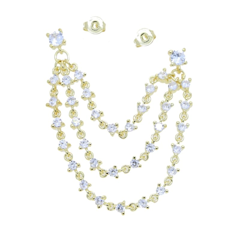 Boucle d'oreille triple chaine pendante